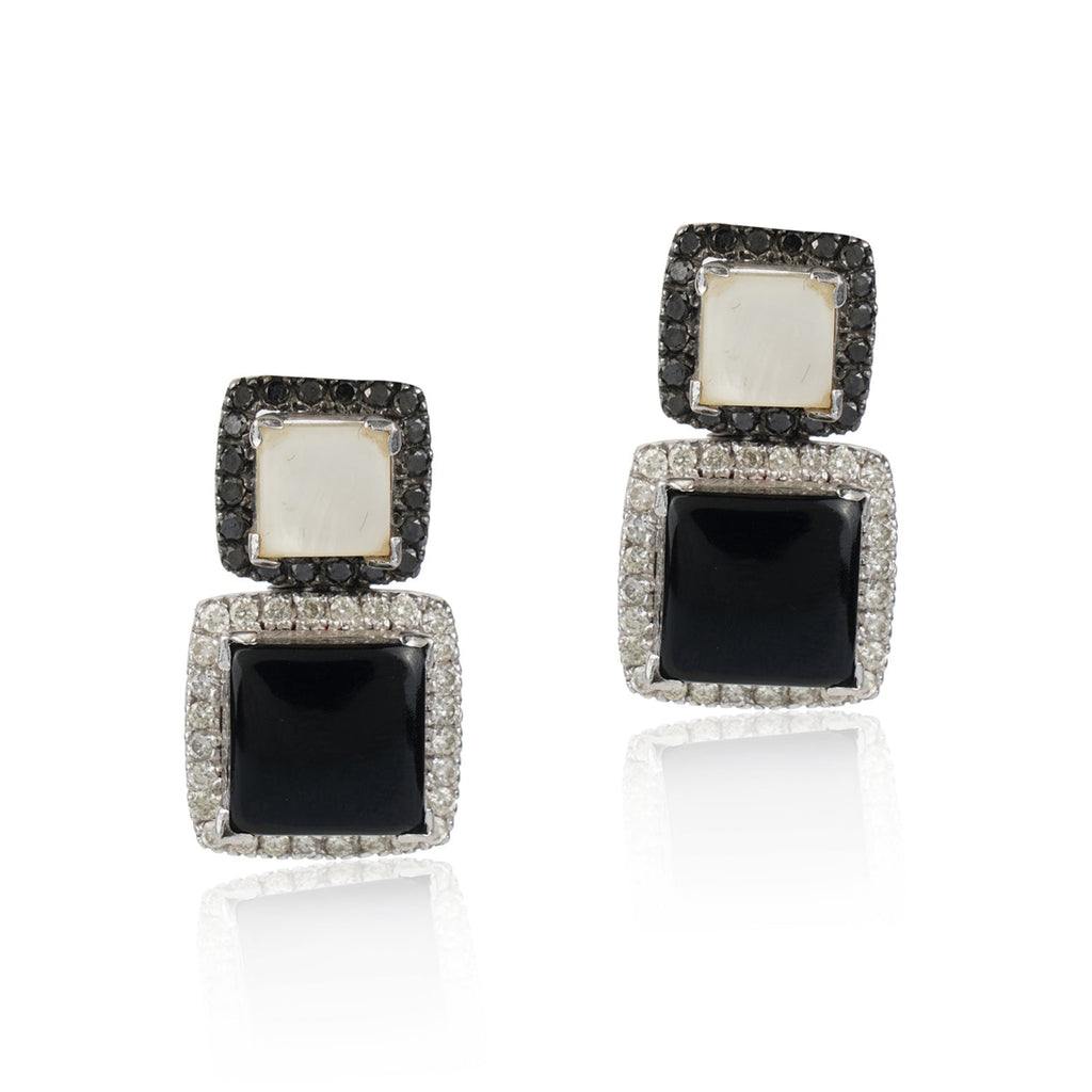 Oh So Luxe Black Square Ear Studs