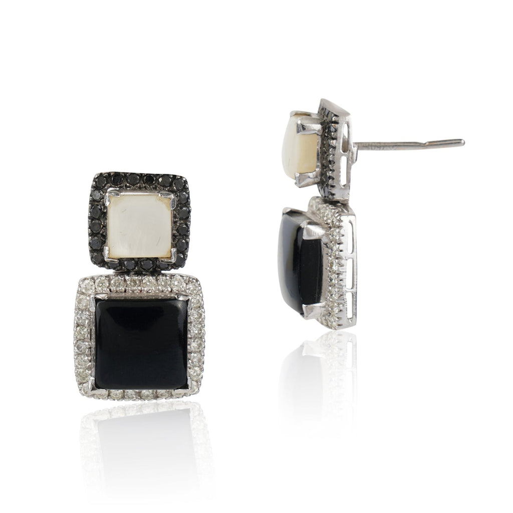 Oh So Luxe Black Square Ear Studs