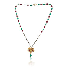 Load image into Gallery viewer, Polki Red &amp; Green Hexagon Mangalsutra