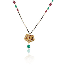 Load image into Gallery viewer, Polki Red &amp; Green Hexagon Mangalsutra