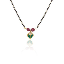 Load image into Gallery viewer, Polki Red &amp; Green leaf Mangalsutra