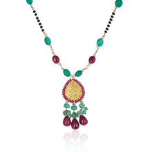Load image into Gallery viewer, Polki Red &amp; Green Pan drop Mangalsutra