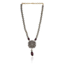 Load image into Gallery viewer, Boutique Kundan Silver Flower Pendant