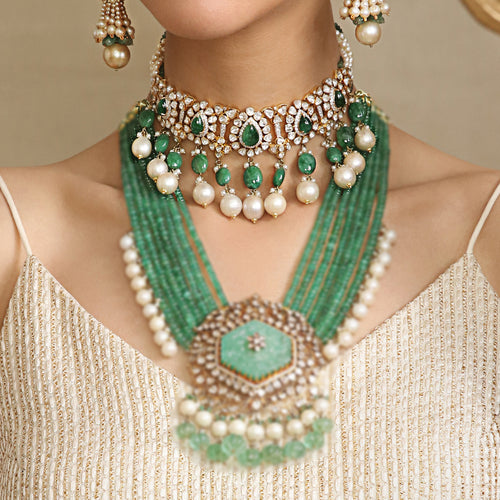 Tasveer Uncut Necklace Stud With Gem Stones