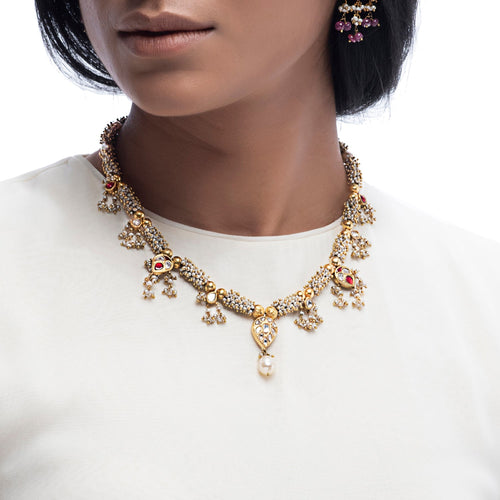 Boutique Kundan Red Leaf Necklace