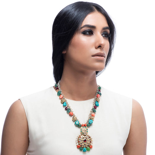 Boutique Kundan Multicolor Round Pendant