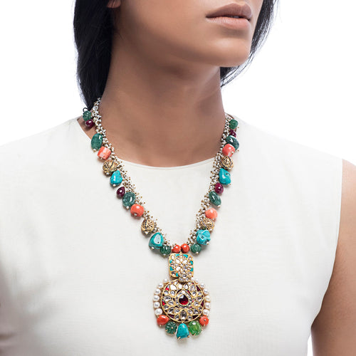 Boutique Kundan Multicolor Round Pendant