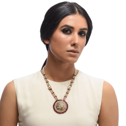 Boutique Kundan Red Round Pendant