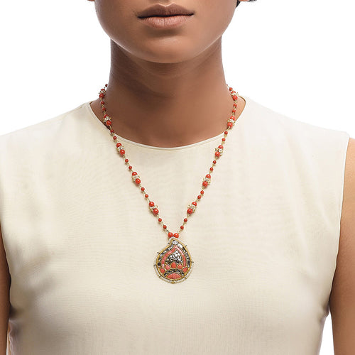 Boutique Kundan Orange Paisley Pendant