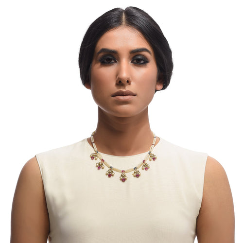 Boutique Kundan Red Leaf Necklace