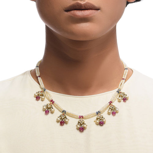 Boutique Kundan Red Leaf Necklace