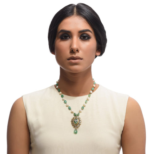 Boutique Kundan Green Pan Pendant