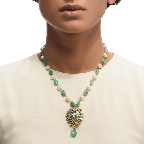 Boutique Kundan Green Pan Pendant