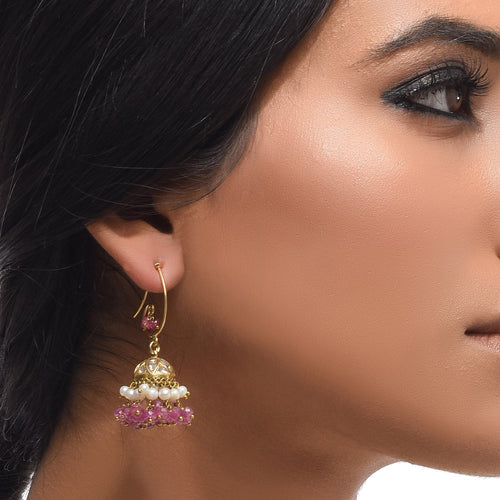 Boutique Kundan Red Hook Jhumkis