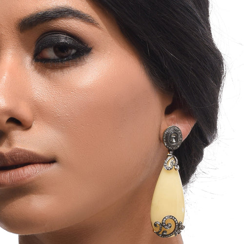 Boutique Kundan Silver Drop Long Earrings