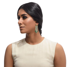 Load image into Gallery viewer, Boutique Kundan Green Pan Long Earrings
