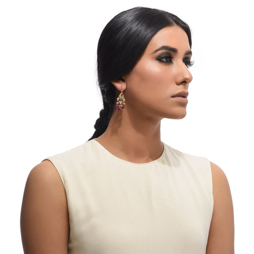 Boutique Kundan Red Leaf Earrings