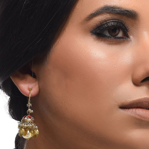 Boutique Kundan Red Bell Jhumkis