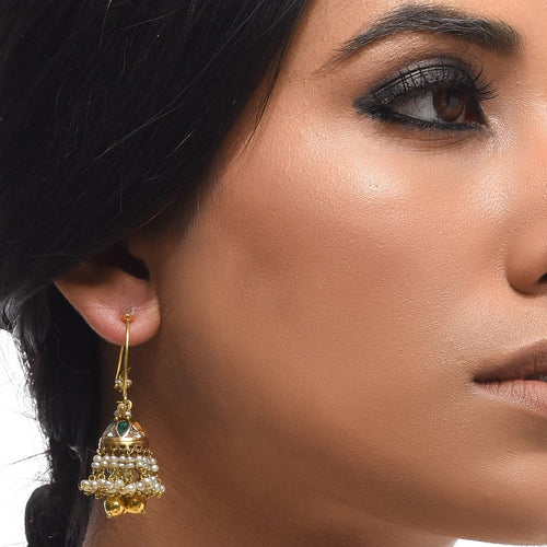 Boutique Kundan Navratan Bell Jhumkis