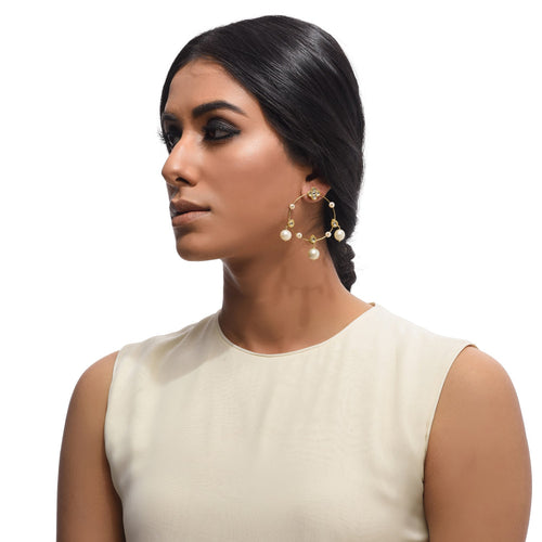 Boutique Kundan White Round Hoops