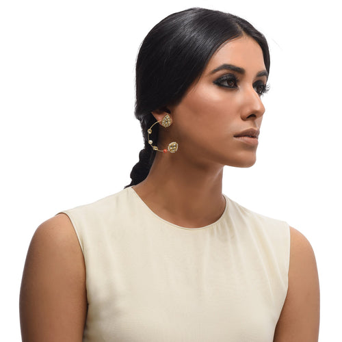 Boutique Kundan White Crescent Hoops