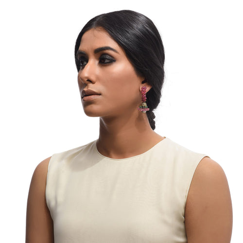 Boutique Kundan Red Green Bell Jhumkis