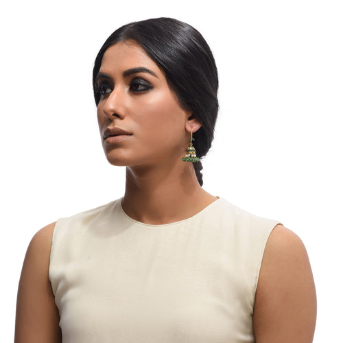 Boutique Kundan Green Bell Jhumkis