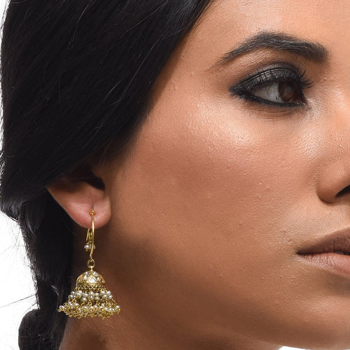 Boutique Kundan White Bell Jhumkis