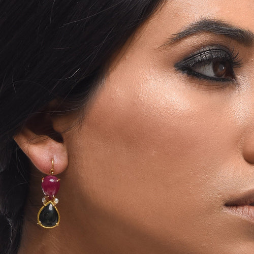 Boutique Kundan Black Drop Studs