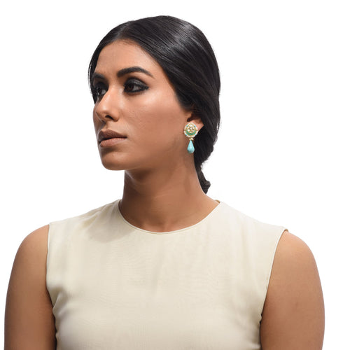 Boutique Kundan Turquoise Drop Studs