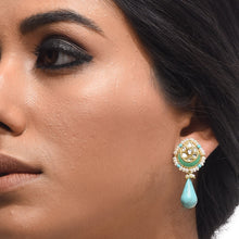 Load image into Gallery viewer, Boutique Kundan Turquoise Drop Studs