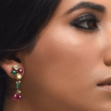 Load image into Gallery viewer, Boutique Kundan Red Green Unshape Studs