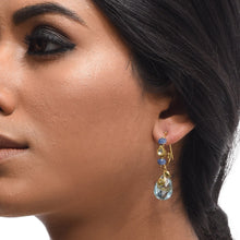 Load image into Gallery viewer, Boutique Kundan Blue Drop Earrings