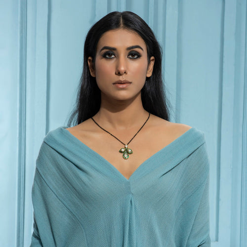 Polki Green Paisley Mangalsutra