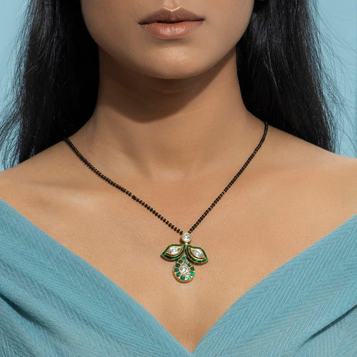 Polki Green Paisley Mangalsutra