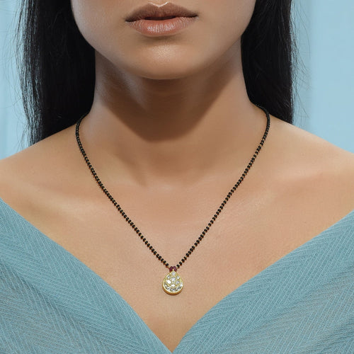 Polki White pan Mangalsutra