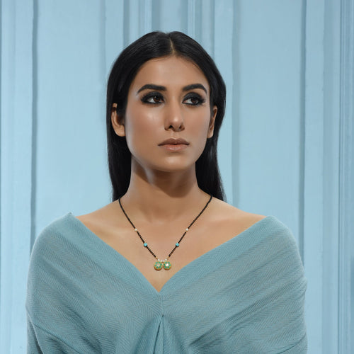 Polki Turquoise Circular Mangalsutra