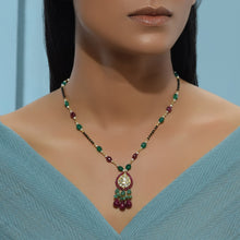 Load image into Gallery viewer, Polki Red &amp; Green Pan drop Mangalsutra