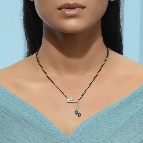 Red & Green Bansuri Mangalsutra