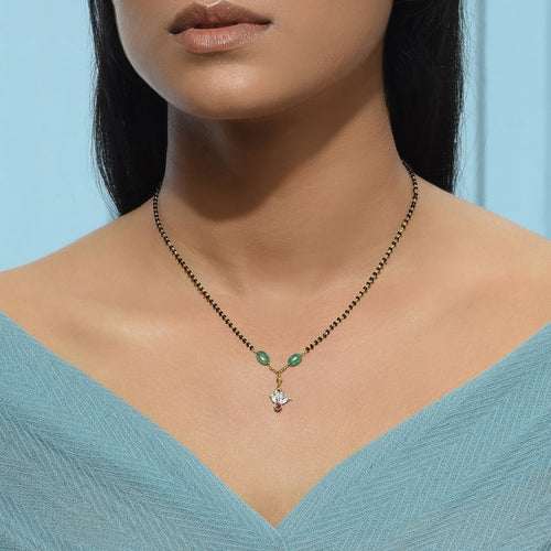 Red & Green Unshape Mangalsutra