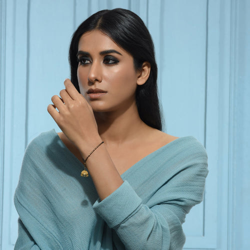 Yellow Jhumki Mangalsutra Bracelet