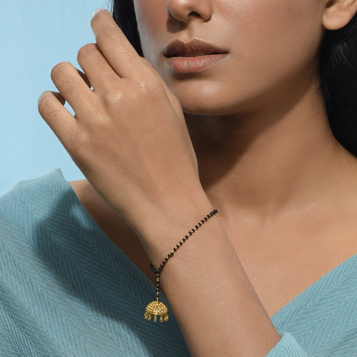 Yellow Jhumki Mangalsutra Bracelet