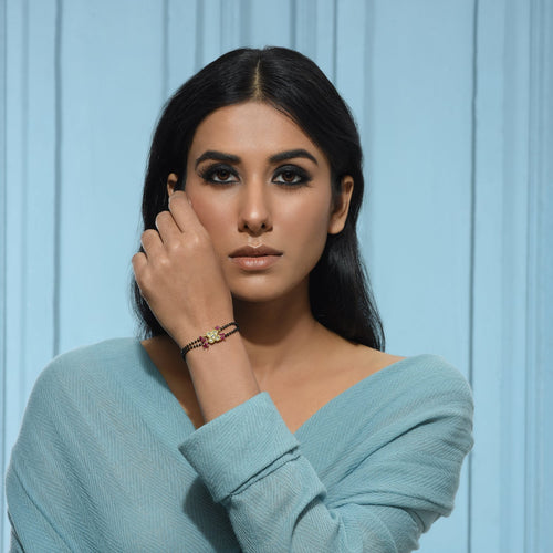 Polki Red four squae Mangalsutra Bracelet