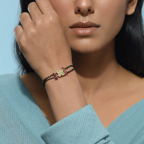 Polki Red four squae Mangalsutra Bracelet