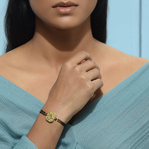 Polki White Hexagon Mangalsutra Bracelet