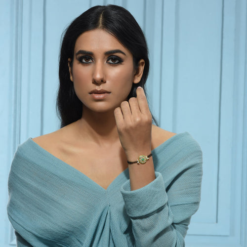 Polki Turquoise Circle Mangalsutra Bracelet
