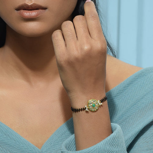 Polki Turquoise Circle Mangalsutra Bracelet