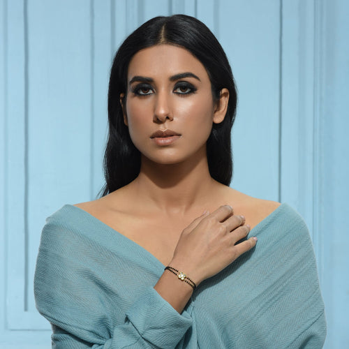 Polki White Flower Mangalsutra Bracelet
