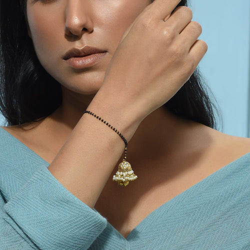 Polki White Jhumki Mangalsutra Bracelet