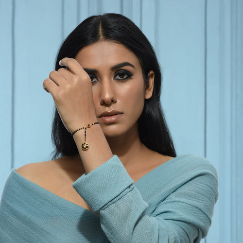 Polki Red Round drop Mangalsutra Bracelet